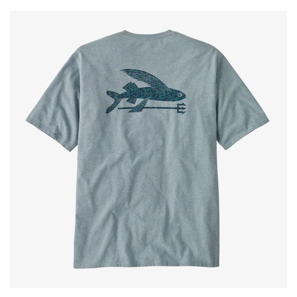 Patagonia Men's Flying‎ Fish Responsibili-Tee Sea Texture Thermal Blue XS NWT